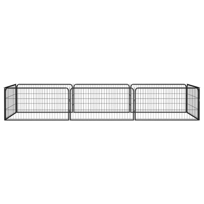 8-Panel Dog Playpen Black 100x50 cm Powder-coated Steel