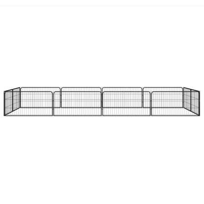 12-Panel Dog Playpen Black 100x50 cm Powder-coated Steel