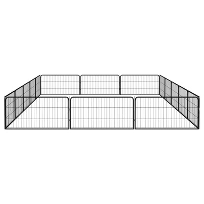16-Panel Dog Playpen Black 100x50 cm Powder-coated Steel