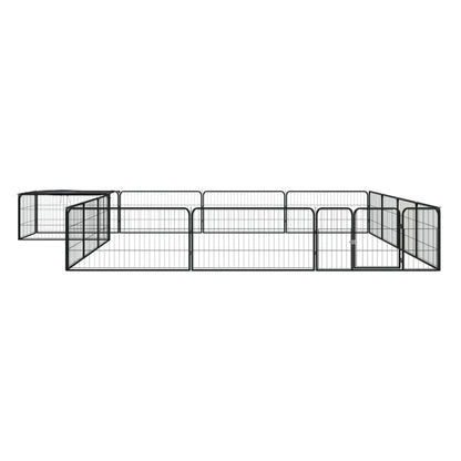 16-Panel Dog Playpen Black 100x50 cm Powder-coated Steel