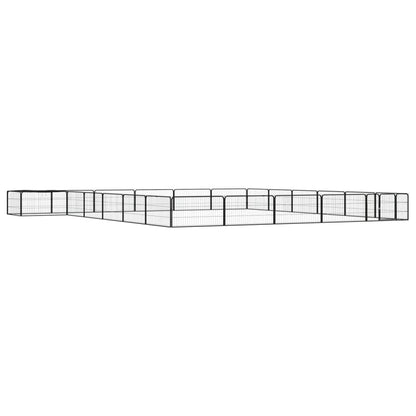 24-Panel Dog Playpen Black 100x50 cm Powder-coated Steel