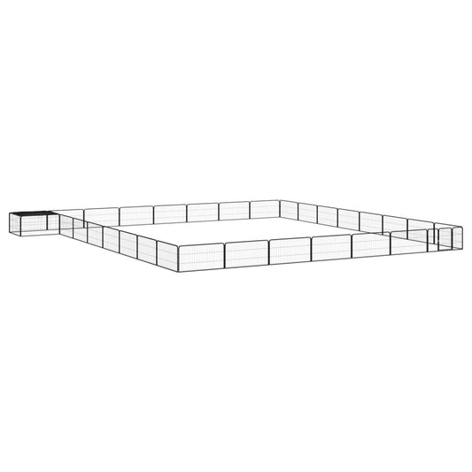 32-Panel Dog Playpen Black 100x50 cm Powder-coated Steel