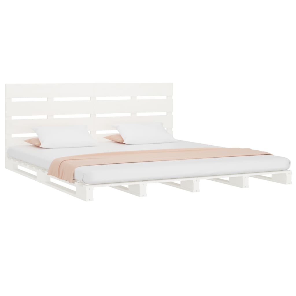 Bed Frame without Mattress White 180x200 cm Super King Solid Wood Pine