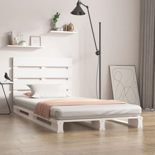 Bed Frame without Mattress White 75x190 cm Small Single Solid Wood Pine