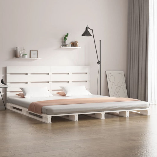 Bed Frame without Mattress White 135x190 cm Double Solid Wood Pine
