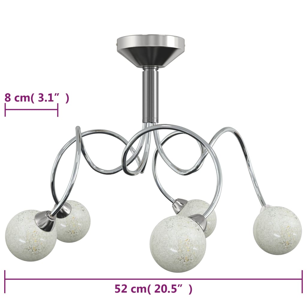 Ceiling Lamp with Round Glass Shades for 5 G9 LED Lights