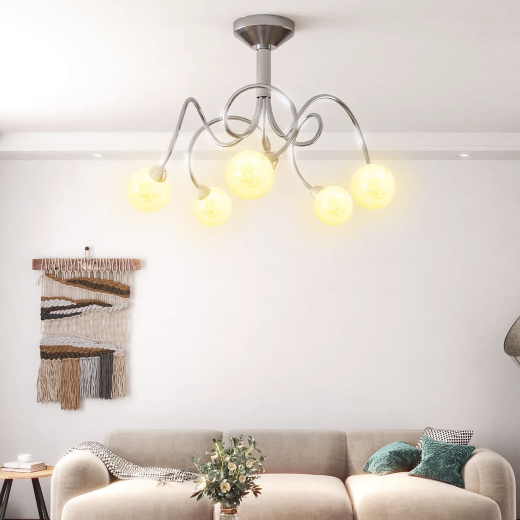 Ceiling Lamp with Round Glass Shades for 5 G9 LED Lights
