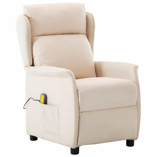Massage Chair with Cushion Cream 67.5 x 93.5 x 101.5 cm Fabric