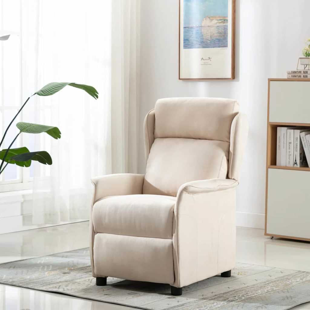 Massage Chair with Cushion Cream 67.5 x 93.5 x 101.5 cm Fabric