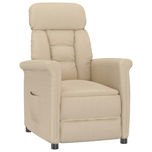 Recliner Chair Cream Cream 70.5 x 96.5 x 95 cm Fabric and metal