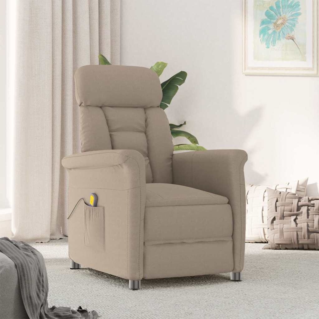 Massage Chair with Cushion Taupe 70.5 x 96.5 x 95 cm Fabric