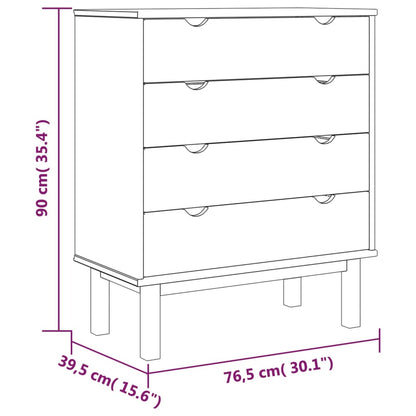 Drawer Cabinet OTTA Brown&White 76.5x39.5x90cm Solid Wood Pine