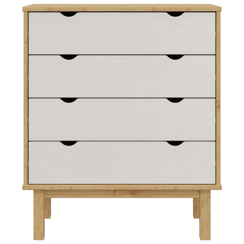 Drawer Cabinet OTTA Brown&White 76.5x39.5x90cm Solid Wood Pine
