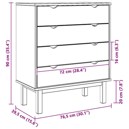 Drawer Cabinet OTTA Brown&White 76.5x39.5x90cm Solid Wood Pine