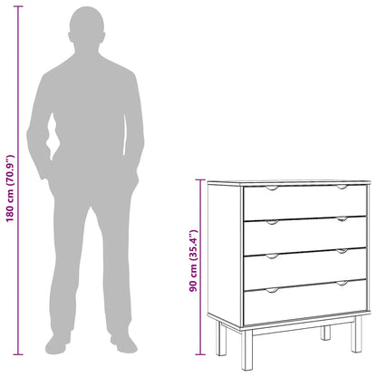 Drawer Cabinet OTTA Brown&White 76.5x39.5x90cm Solid Wood Pine