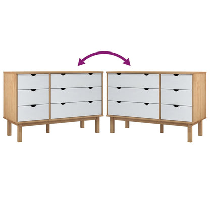 Drawer Cabinet OTTA Brown&White 111x43x73.5cm Solid Wood Pine