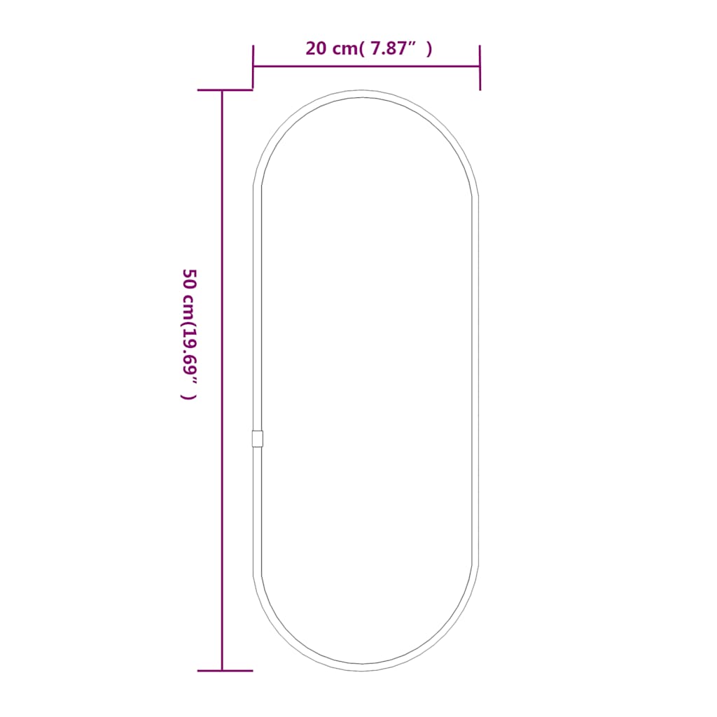 Wall Mirror Black 50x20 cm Oval
