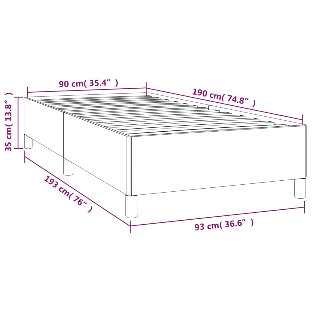 Bed Frame without Mattress Black 90x190 cm Single Single Fabric