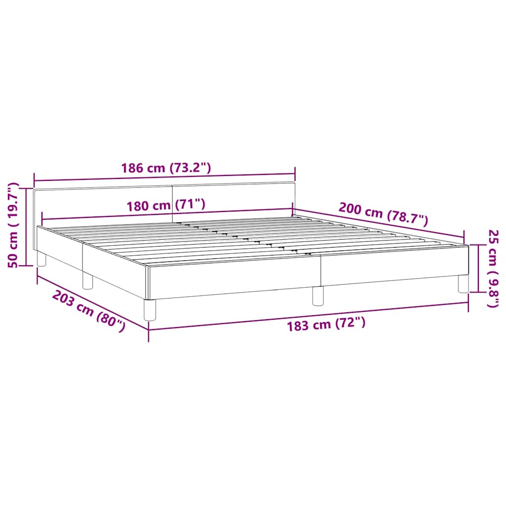 Bed Frame without Mattress White 180x200cm Super King Faux Leather