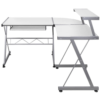 Corner Computer Desk White 132x112x99 cm Engineered Wood