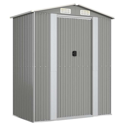 Garden Shed Light Grey 192x108x223 cm Galvanised Steel