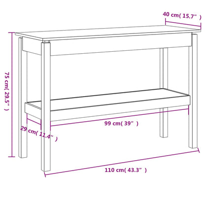 Console Table White 110x40x75 cm Solid Wood Pine
