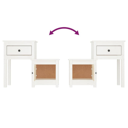 Bedside Cabinet White 79.5x38x65.5 cm Solid Wood Pine