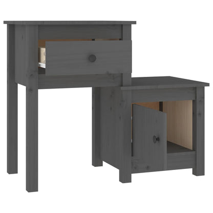 Bedside Cabinet Grey 79.5x38x65.5 cm Solid Wood Pine