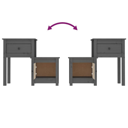 Bedside Cabinet Grey 79.5x38x65.5 cm Solid Wood Pine