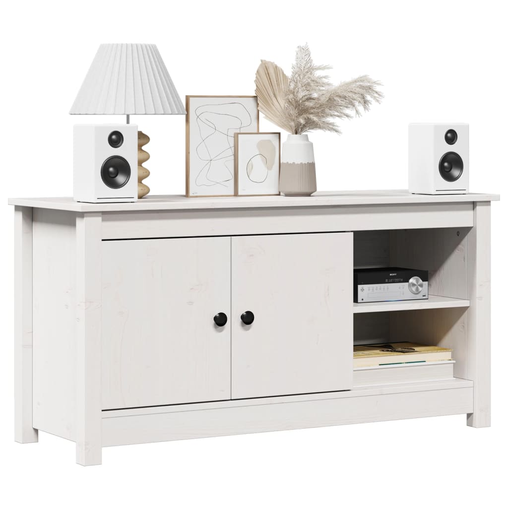 TV Cabinet White 103x36.5x52 cm Solid Wood Pine