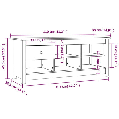Shoe Cabinet White 110x38x45.5 cm Solid Wood Pine