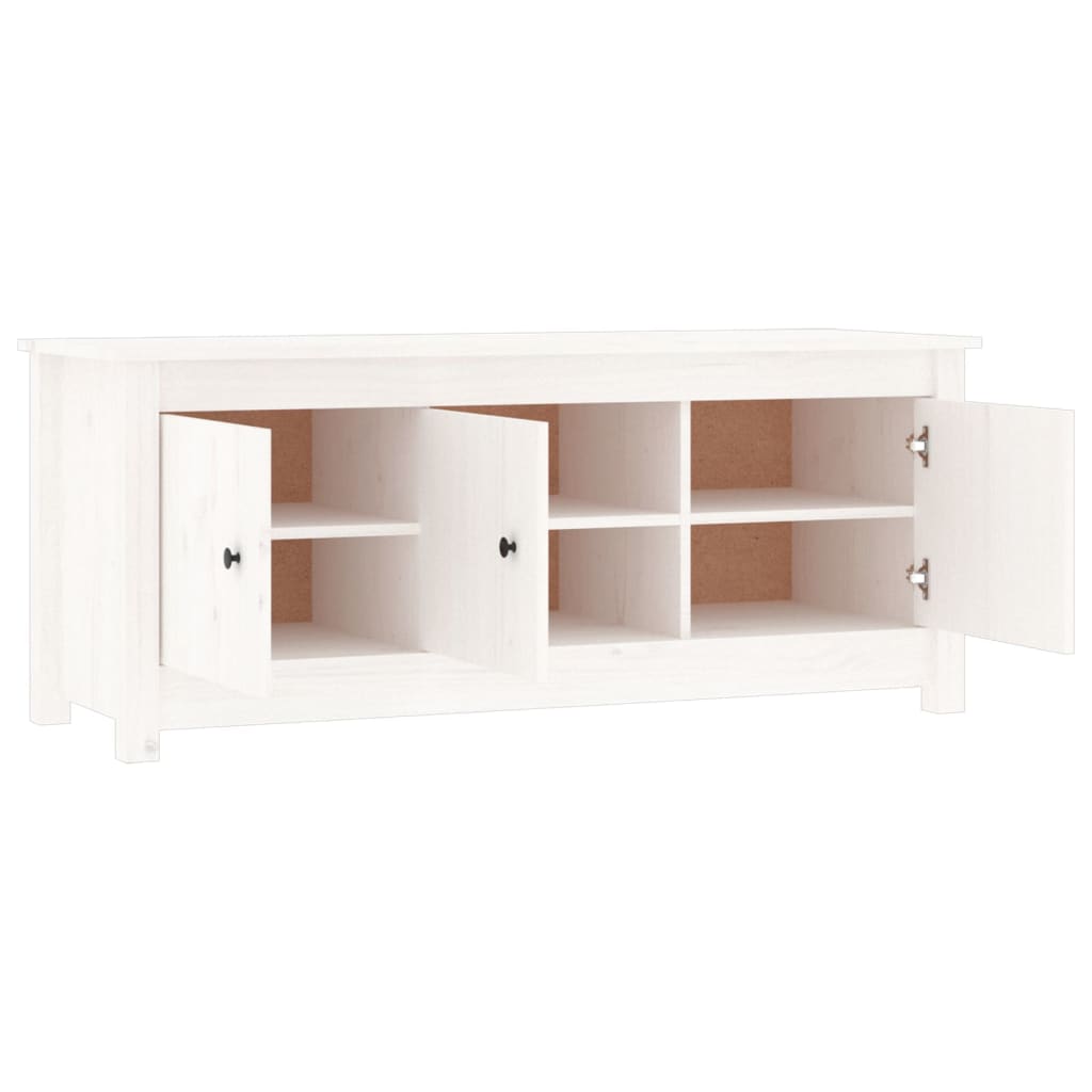 Shoe Cabinet White 110x38x45.5 cm Solid Wood Pine