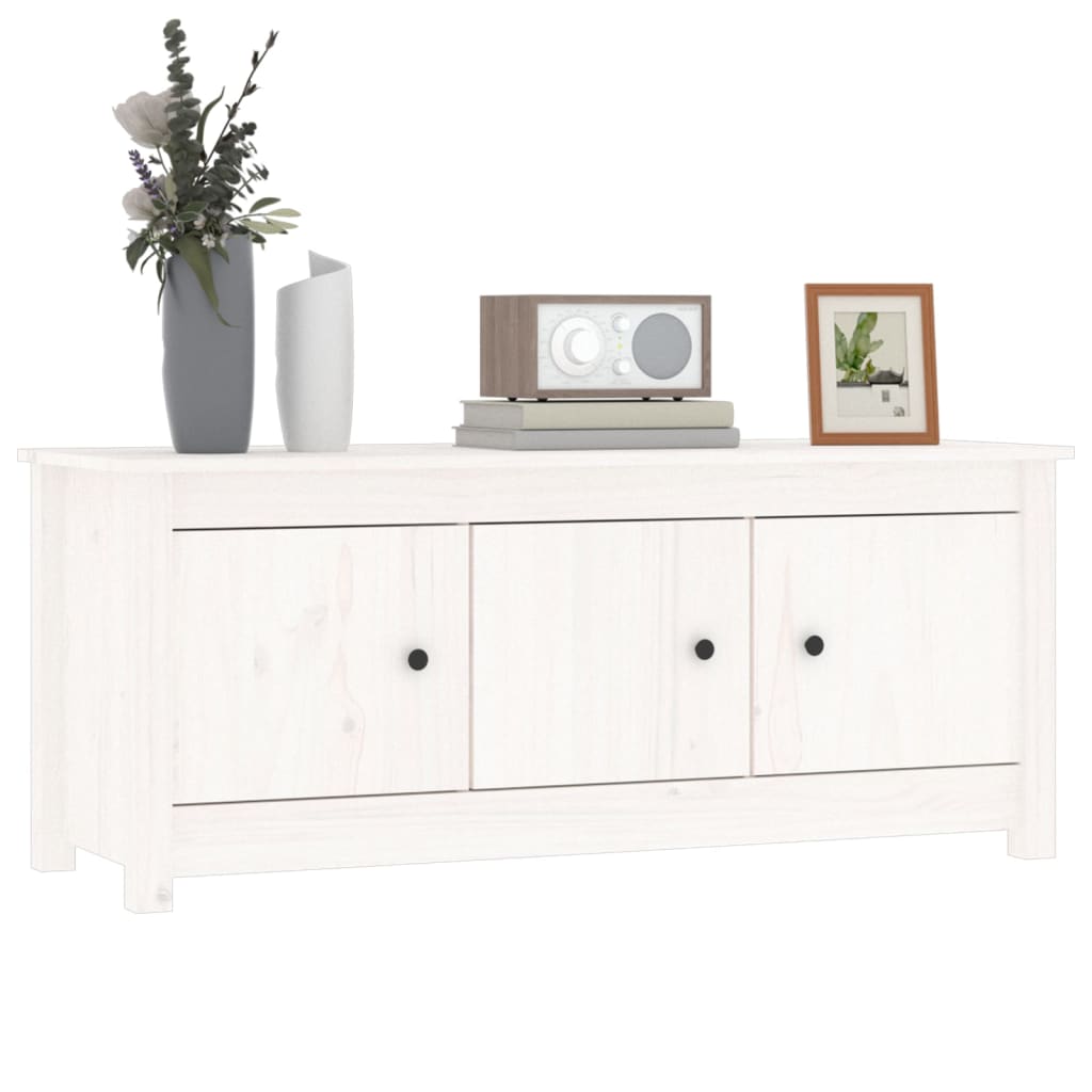 Shoe Cabinet White 110x38x45.5 cm Solid Wood Pine