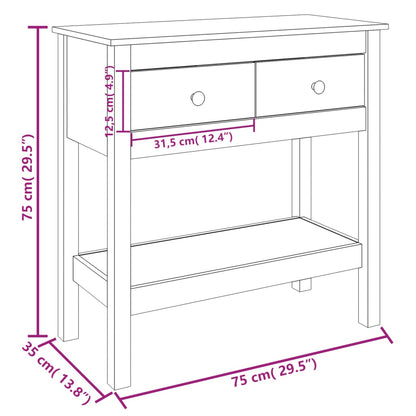 Console Table 75x35x75 cm Solid Wood Pine