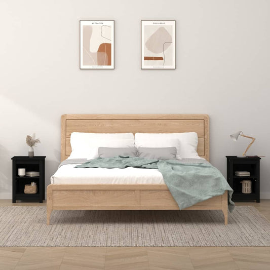 Bedside Cabinets 2 pcs Black 40x35x55 cm Solid Wood Pine