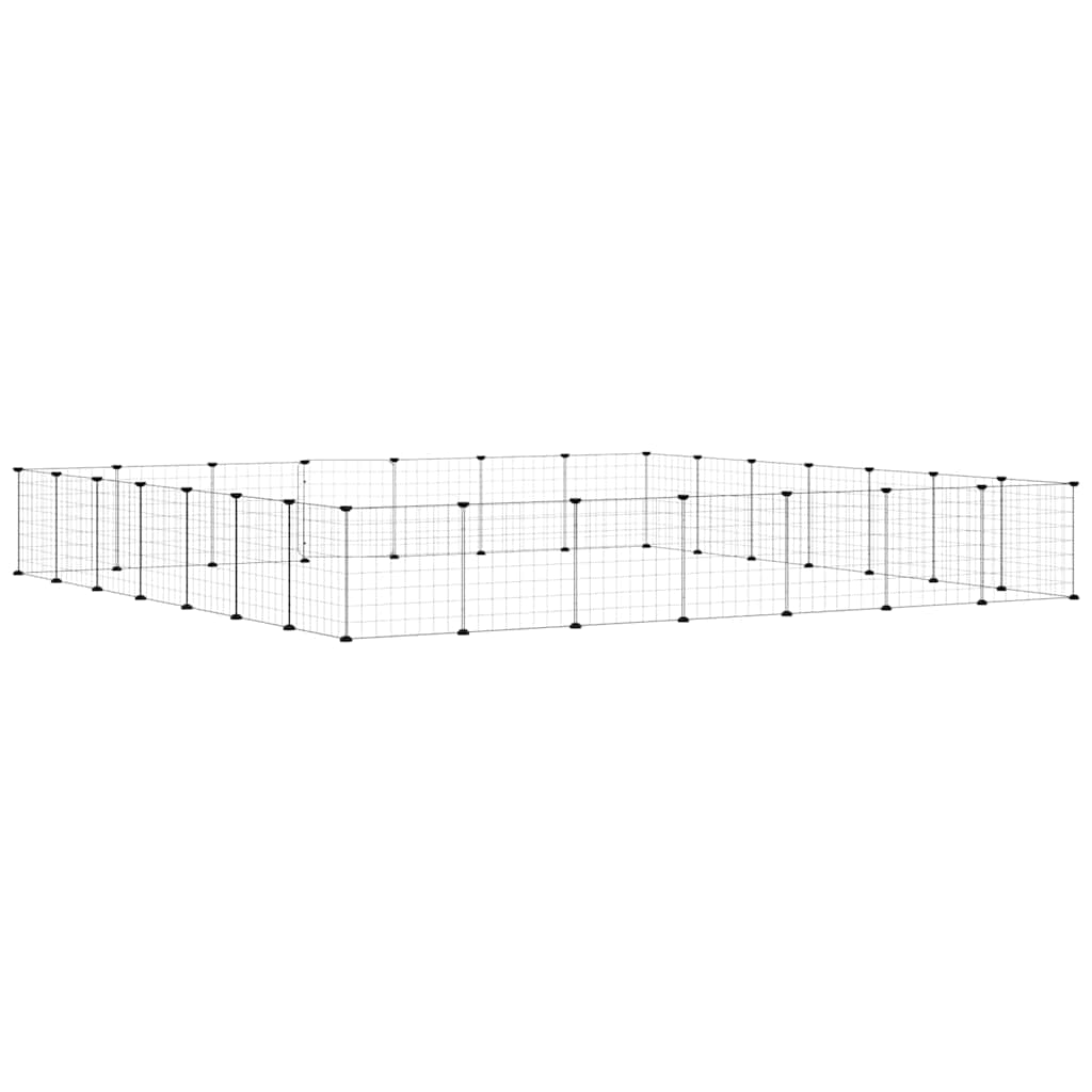 28-Panel Pet Cage with Door Black 35x35 cm Steel