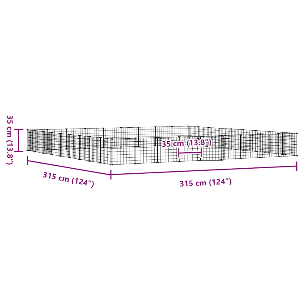 36-Panel Pet Cage with Door Black 35x35 cm Steel