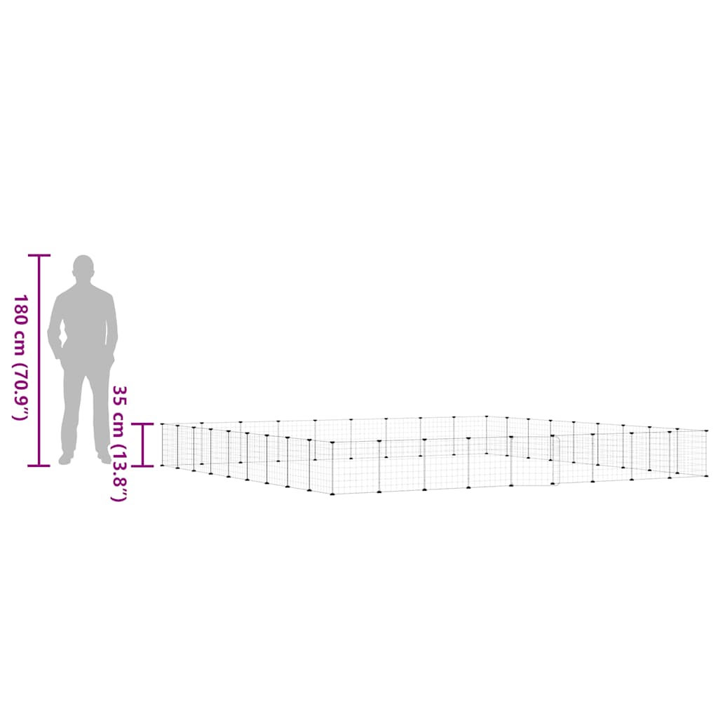 36-Panel Pet Cage with Door Black 35x35 cm Steel