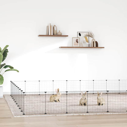 36-Panel Pet Cage with Door Black 35x35 cm Steel