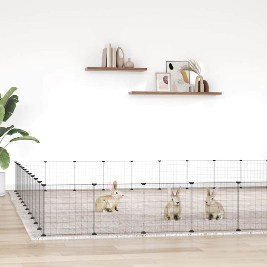 44-Panel Pet Cage with Door Black 35x35 cm Steel