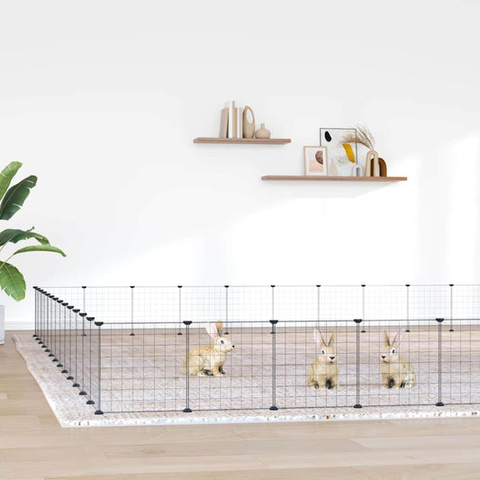 52-Panel Pet Cage with Door Black 35x35 cm Steel
