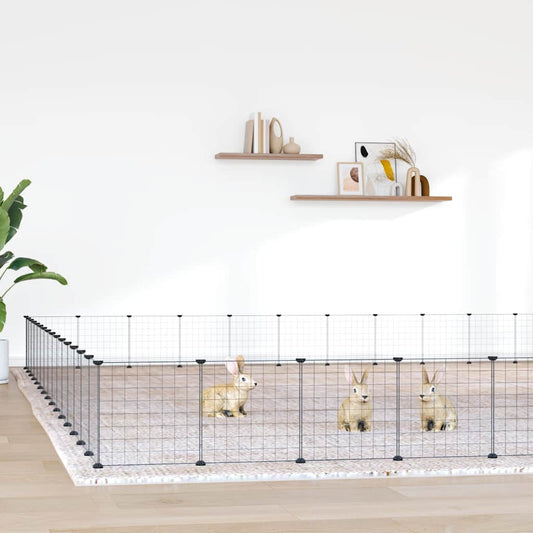 60-Panel Pet Cage with Door Black 35x35 cm Steel