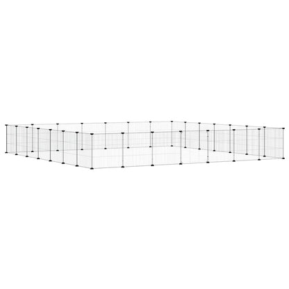 28-Panel Pet Cage with Door Black 35x35 cm Steel