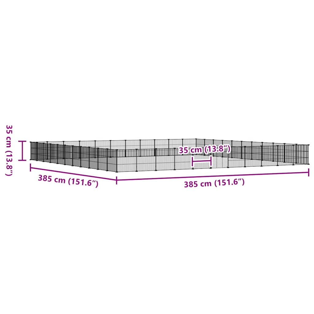 44-Panel Pet Cage with Door Black 35x35 cm Steel