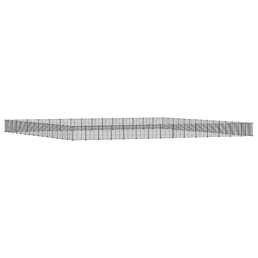 60-Panel Pet Cage with Door Black 35x35 cm Steel