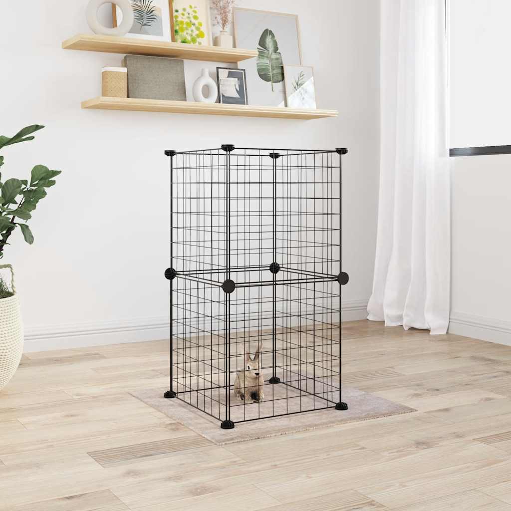 8-Panel Pet Cage Black 35x35 cm Steel