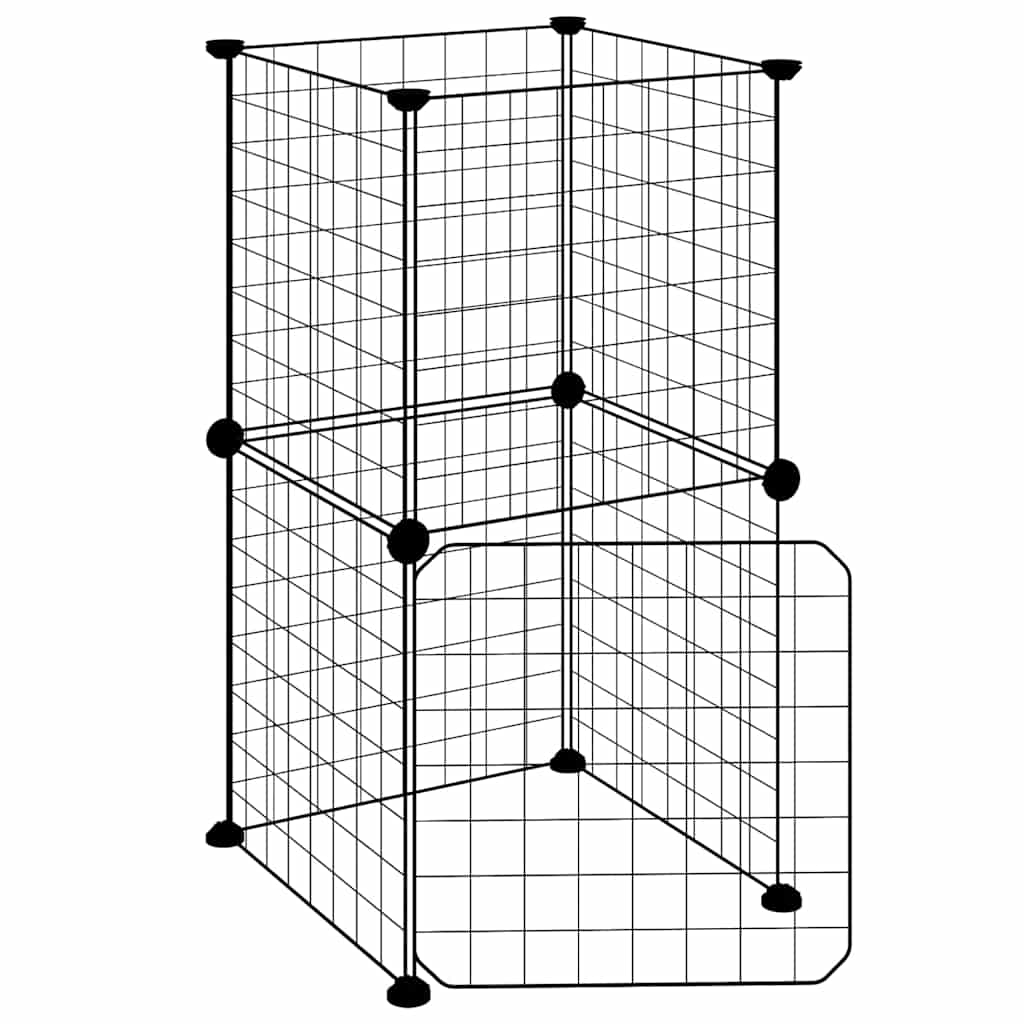 8-Panel Pet Cage with Door Black 35x35 cm Steel