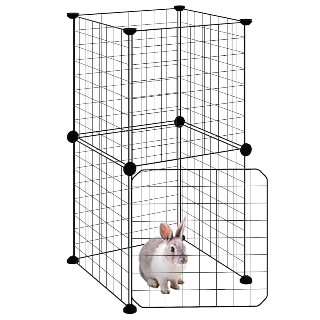 8-Panel Pet Cage with Door Black 35x35 cm Steel