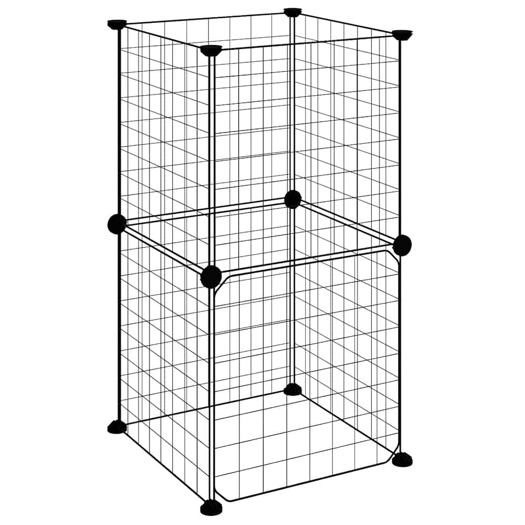 8-Panel Pet Cage with Door Black 35x35 cm Steel