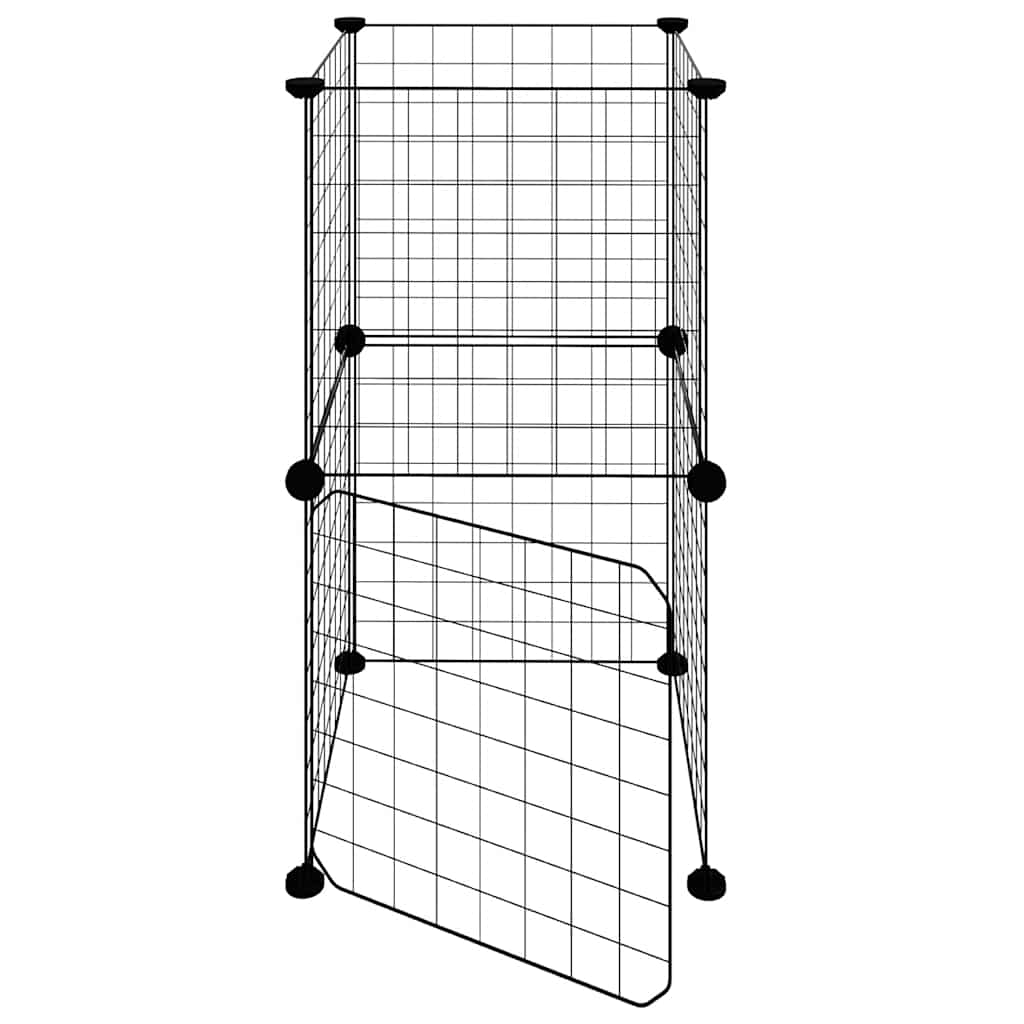 8-Panel Pet Cage with Door Black 35x35 cm Steel